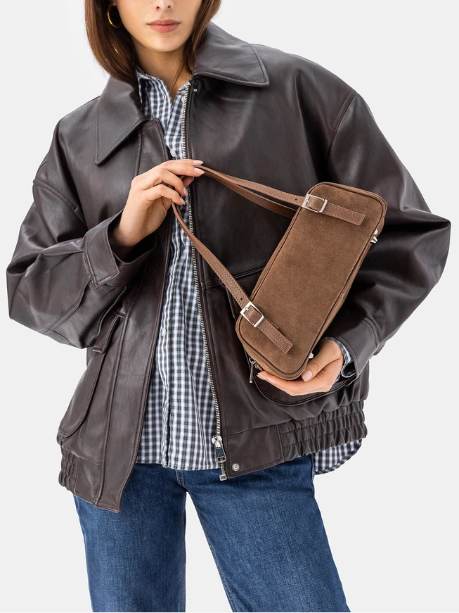 Small elegant brown handbag