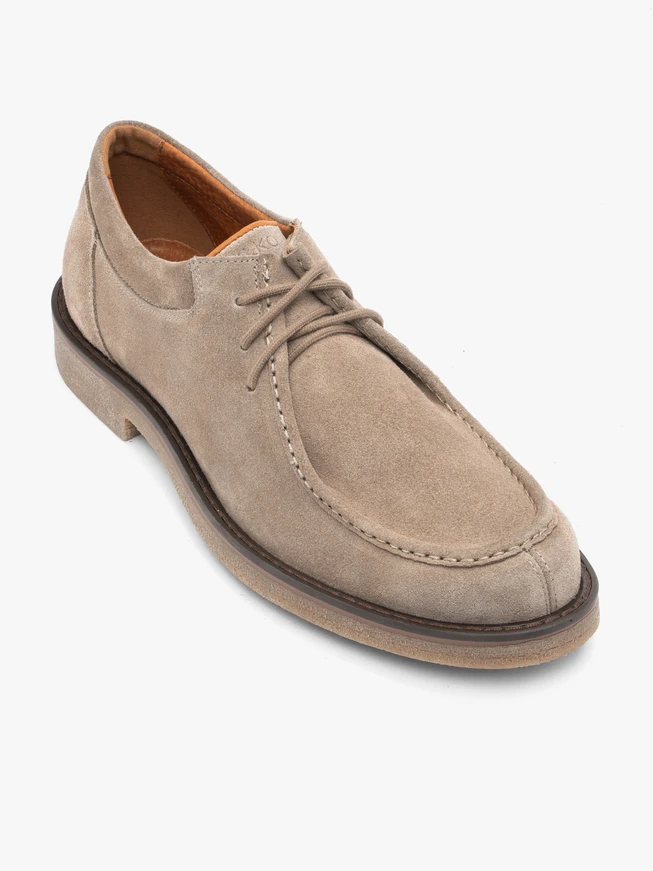 Beige casual velour leather half shoes