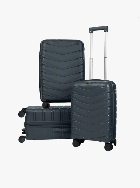 Set aus 3 grauen Hartschalenkoffern S, M und L