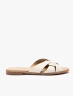 Cremefarbene Flip-Flops mit Ausschnitt