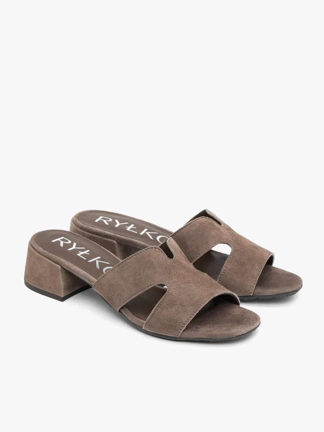 Dark Brown Slides on Low Heel