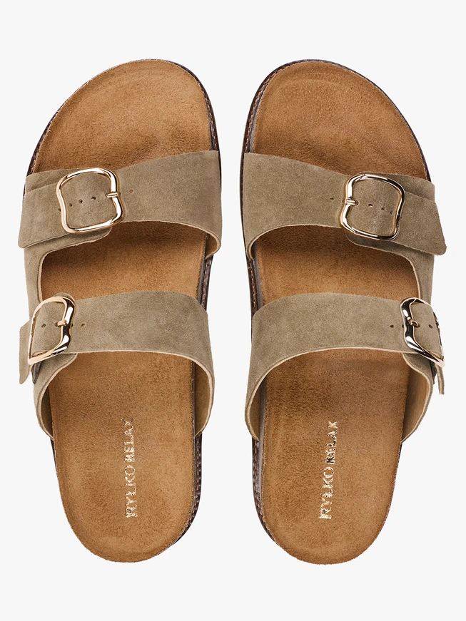 Olive Flip-Flops mit zwei Riemen