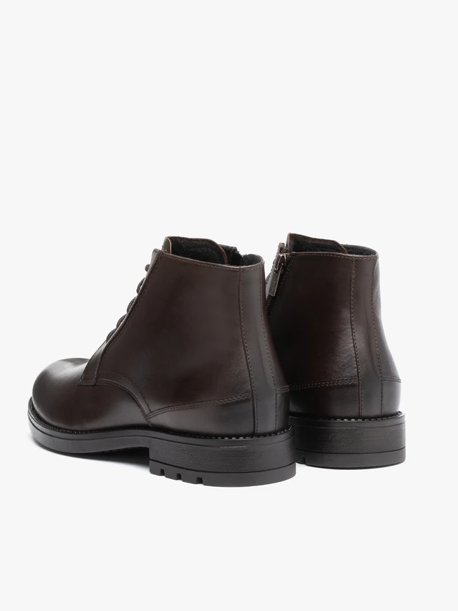 Dark brown full grain leather boots