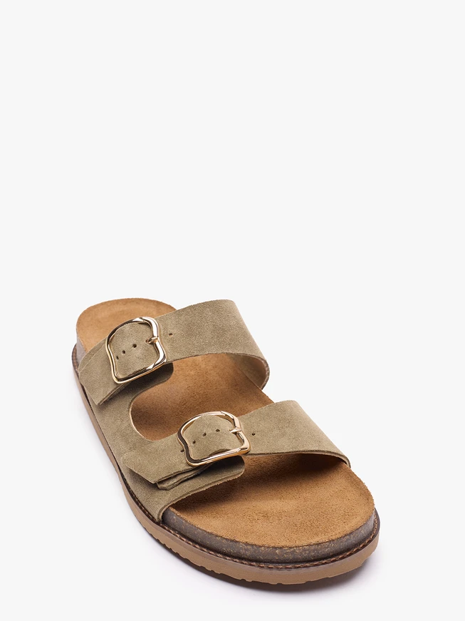 Olive Flip-Flops mit zwei Riemen