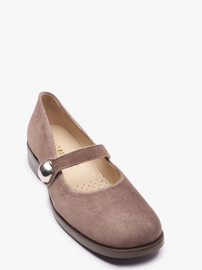 Ballerinas aus grauem Veloursleder