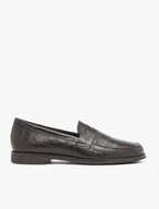 Dark brown embossed leather moccasins