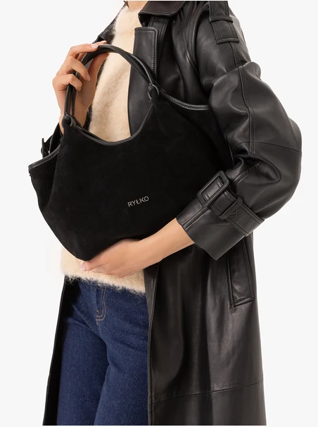 Schwarze weiche Handtasche