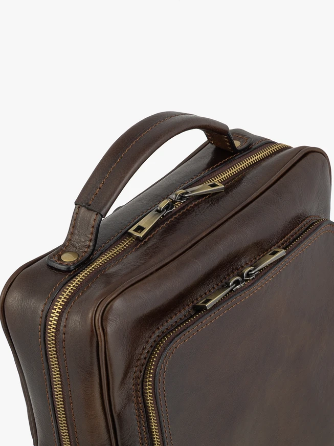 Brown leather backpack A4 unisex