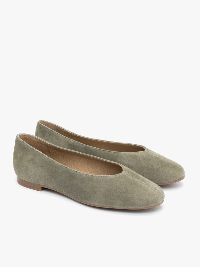 Olivefarbene Ballerinas