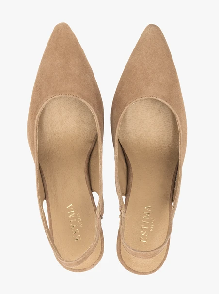 Jasnobrązowe czółenka bez pięty slingback
