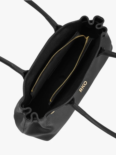 Black leather baguette bag