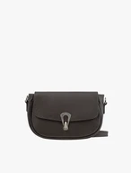 Dark brown handbag with decorative buckle