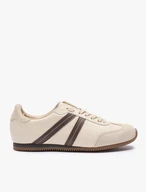 Cream Lace-up Sneakers with Brown Stripe