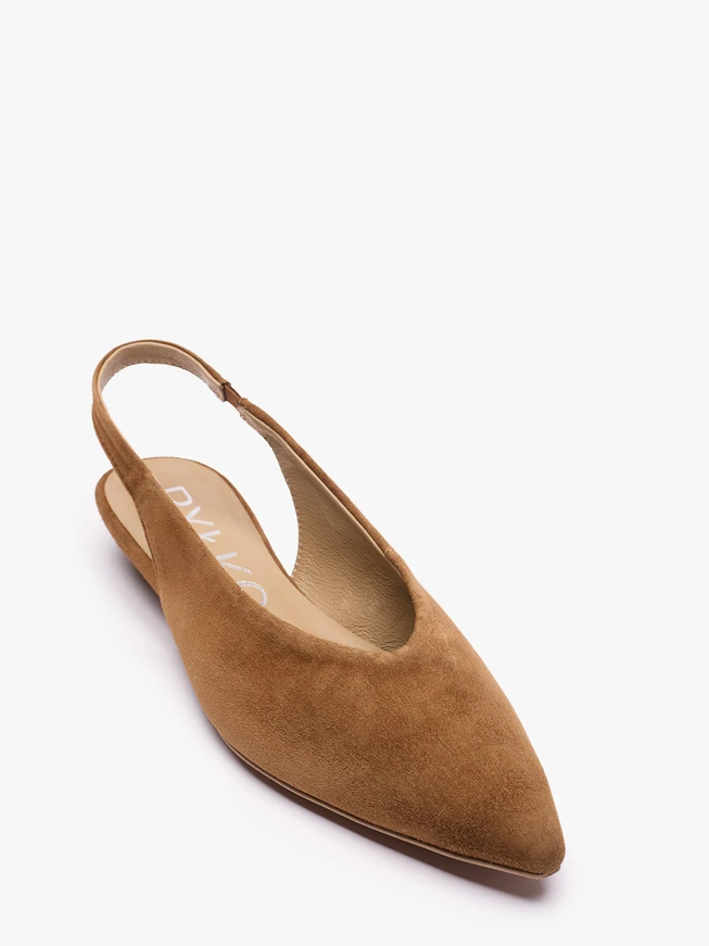 Braune Slingback-Pumps mit spitzer Zehe