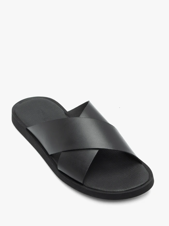Flip-Flops aus schwarzem genarbtem Leder