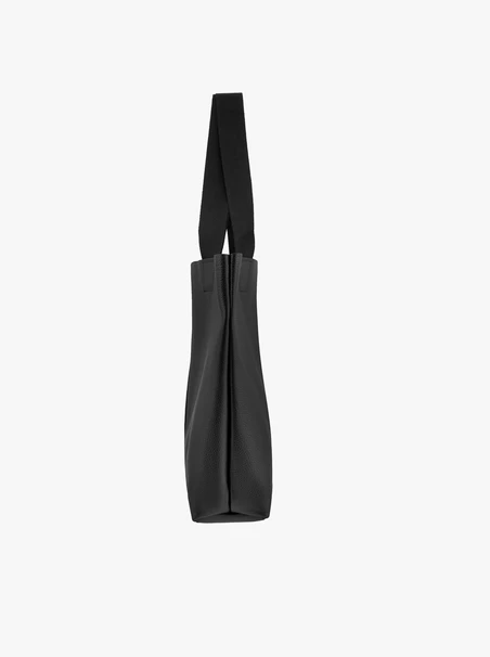 Large black leather &amp; fabric shopper bag