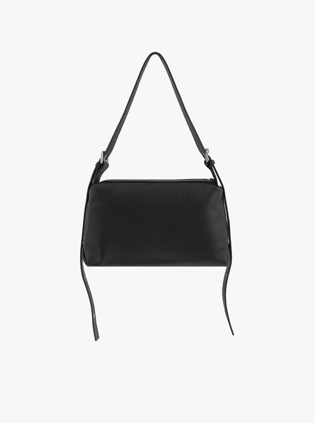 Black handbag with a crocodile-skin pattern