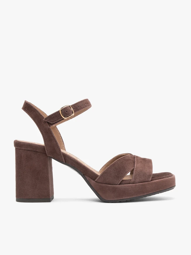 Braune Plateau-Sandalen mit Absatz