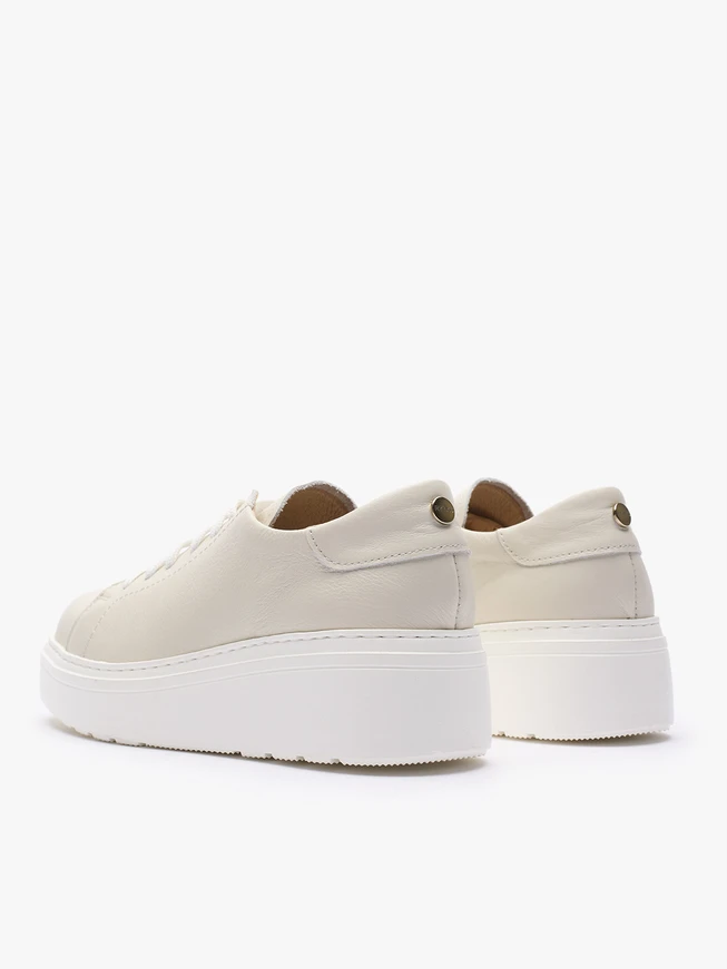 Cremefarbene Plateau-Sneakers