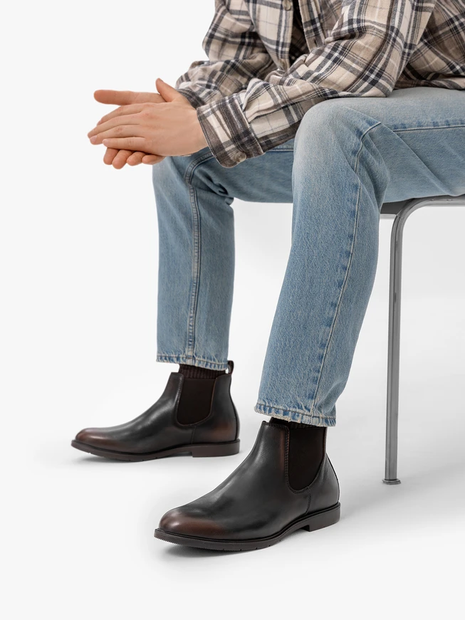 Dark brown leather slippers