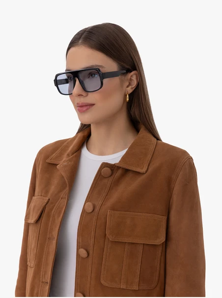 Okulary unisex czarne z jasnoniebieskimi szkłami