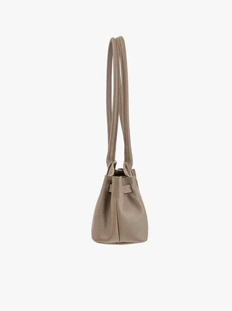Beigefarbene Baguette-Handtasche aus Leder