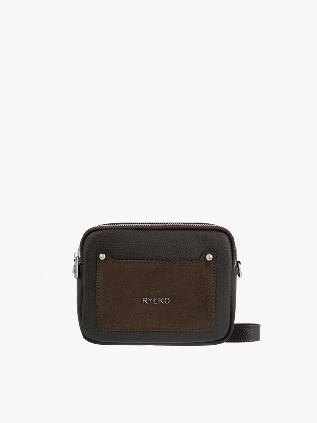 Handtasche aus braunem Leder und Velours