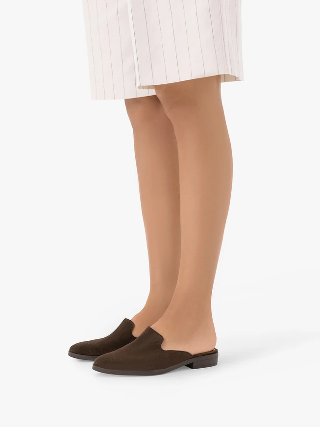 Dunkelbraune Veloursleder-Slipper Flip-Flops