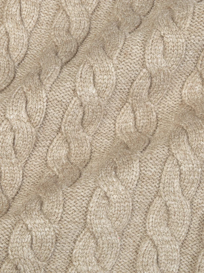 Beige kariertes Set: Mütze und Schal