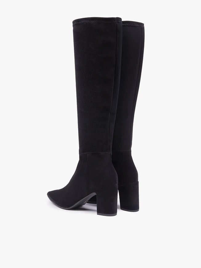 Black stretchy knee-high boots