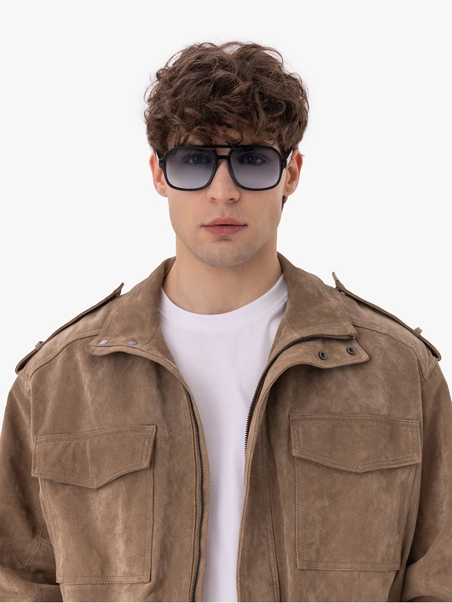 Unisex Black Sunglasses with Blue Polarized Lenses