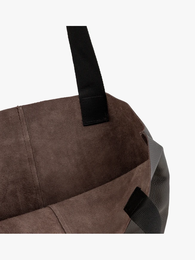 Brown large leather shopper bag