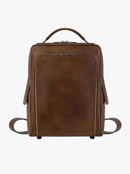 Hellbrauner Lederrucksack A4 für Laptop-Handgepäck