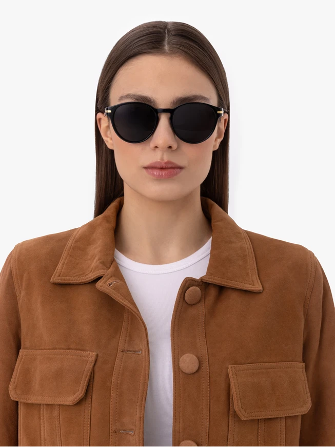 Women's Black Sunglasses with Round Frames