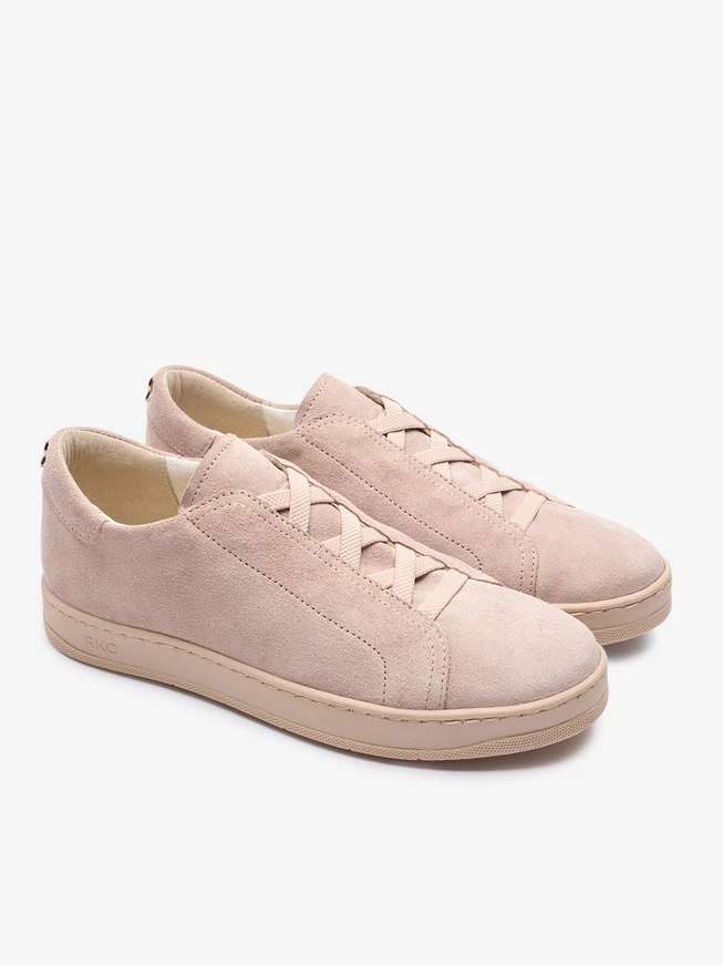 Fleischfarbene Turnschuhe aus Veloursleder