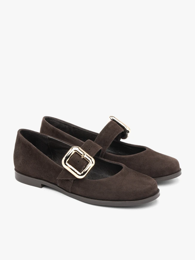 Dark brown Mary Jane ballerinas with strap