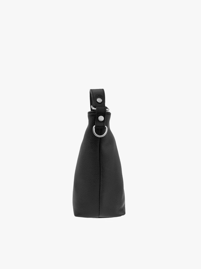 Black grain leather handbag