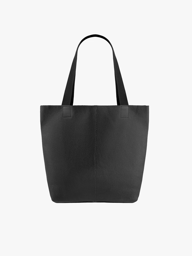 Schwarze Shopper-Tasche aus Leder und Stoff