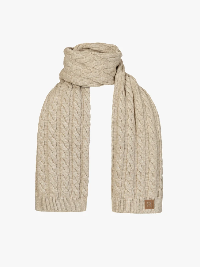 Beige kariertes Set: Mütze und Schal