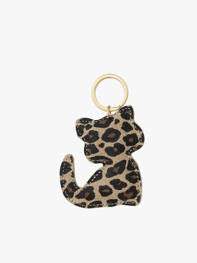 Leder Leopard Katze Schlüsselanhänger