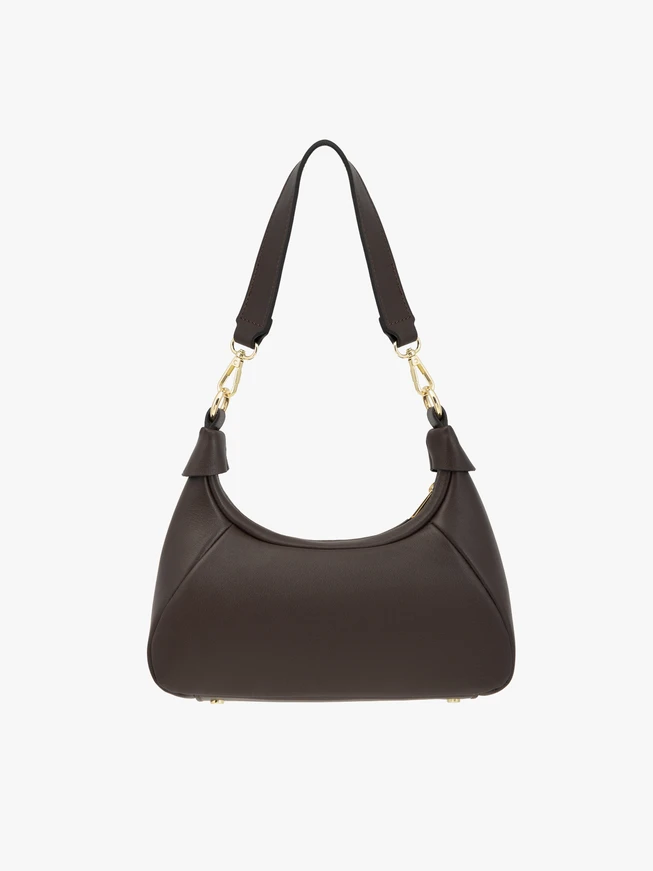 Brown grain leather handbag