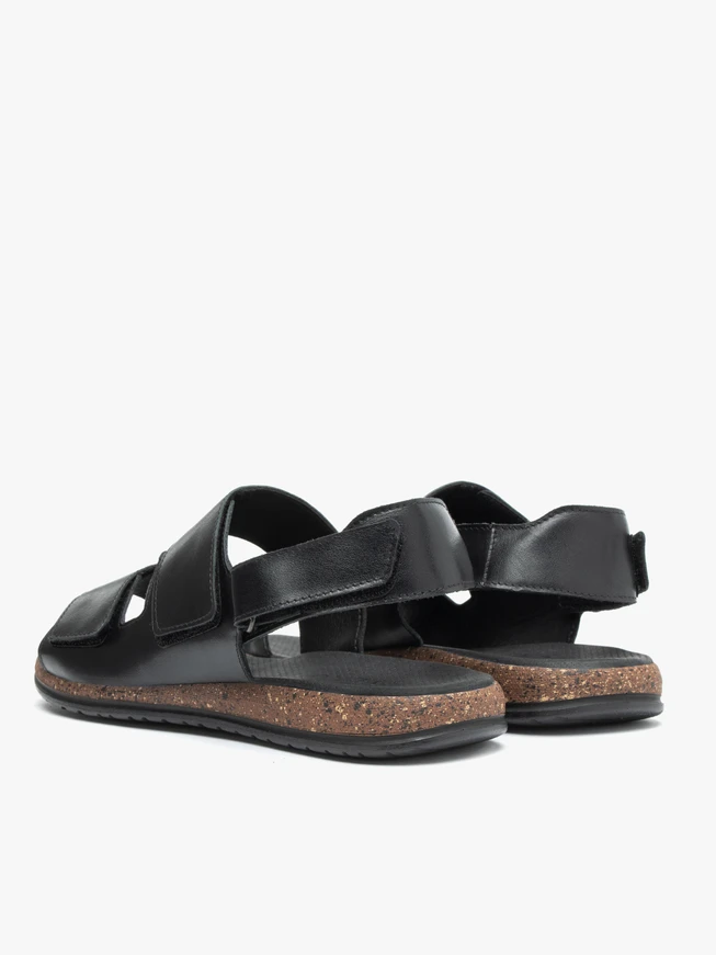 Schwarze Ledersandalen mit Klettverschluss