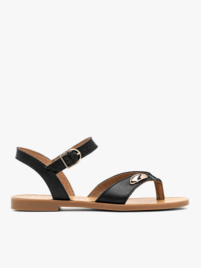 Schwarze Flip Flops mit Verzierung
