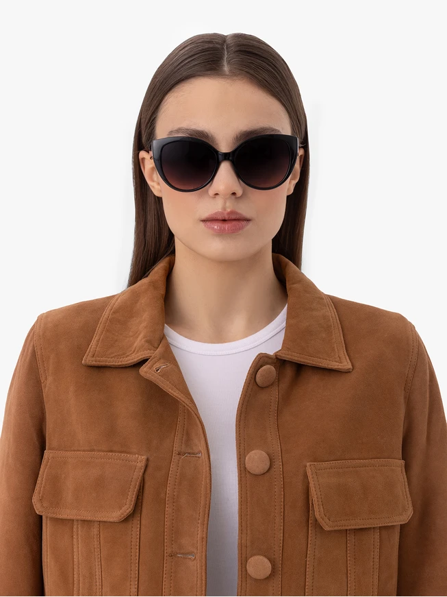 Women's Black Cat-Eye Sunglasses with Gradient Lenses
