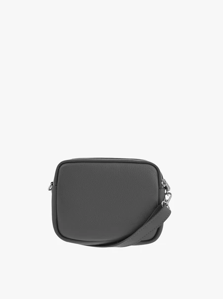 Graphite-colored handbag made of full-grain leather and suede