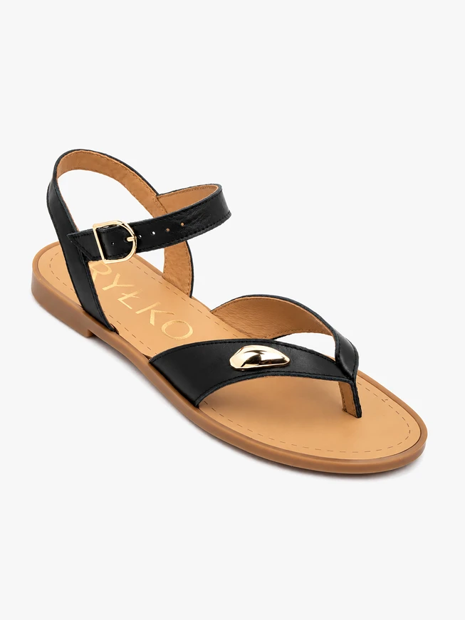 Schwarze Flip Flops mit Verzierung