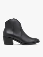 Black cowboy-style ankle boots