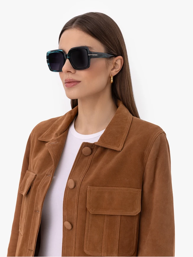Women's Square Sunglasses with Green and Blue Frames