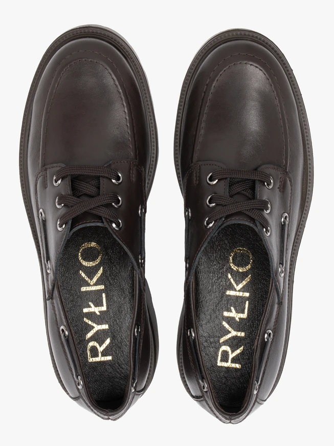 Dark brown half shoes with trapper bottom