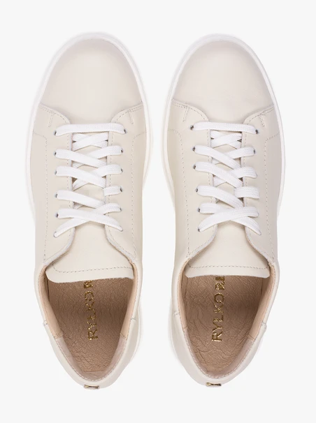 Cremefarbene Plateau-Sneakers
